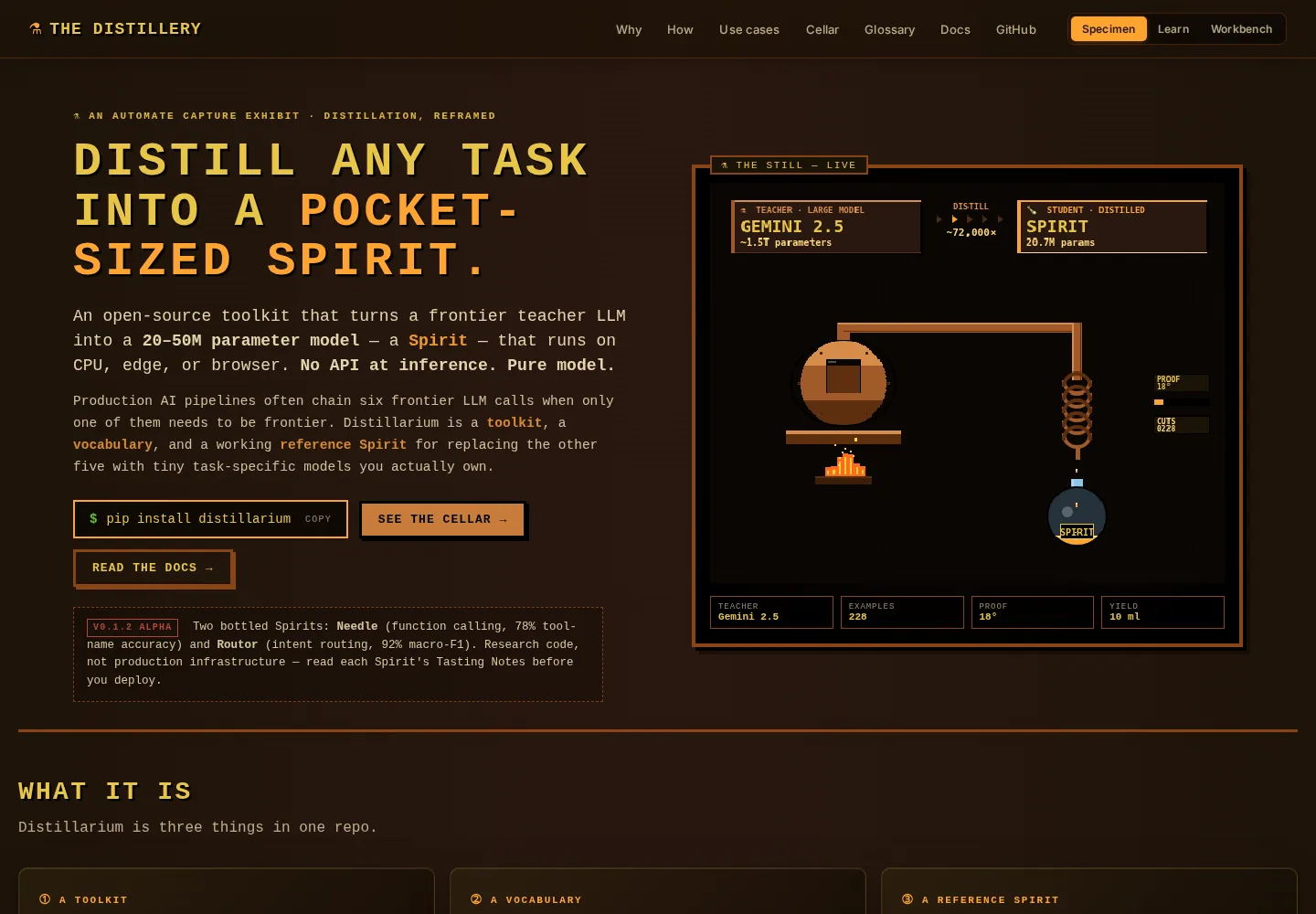 Distillarium, a knowledge distillation experience presented as a whiskey distillery